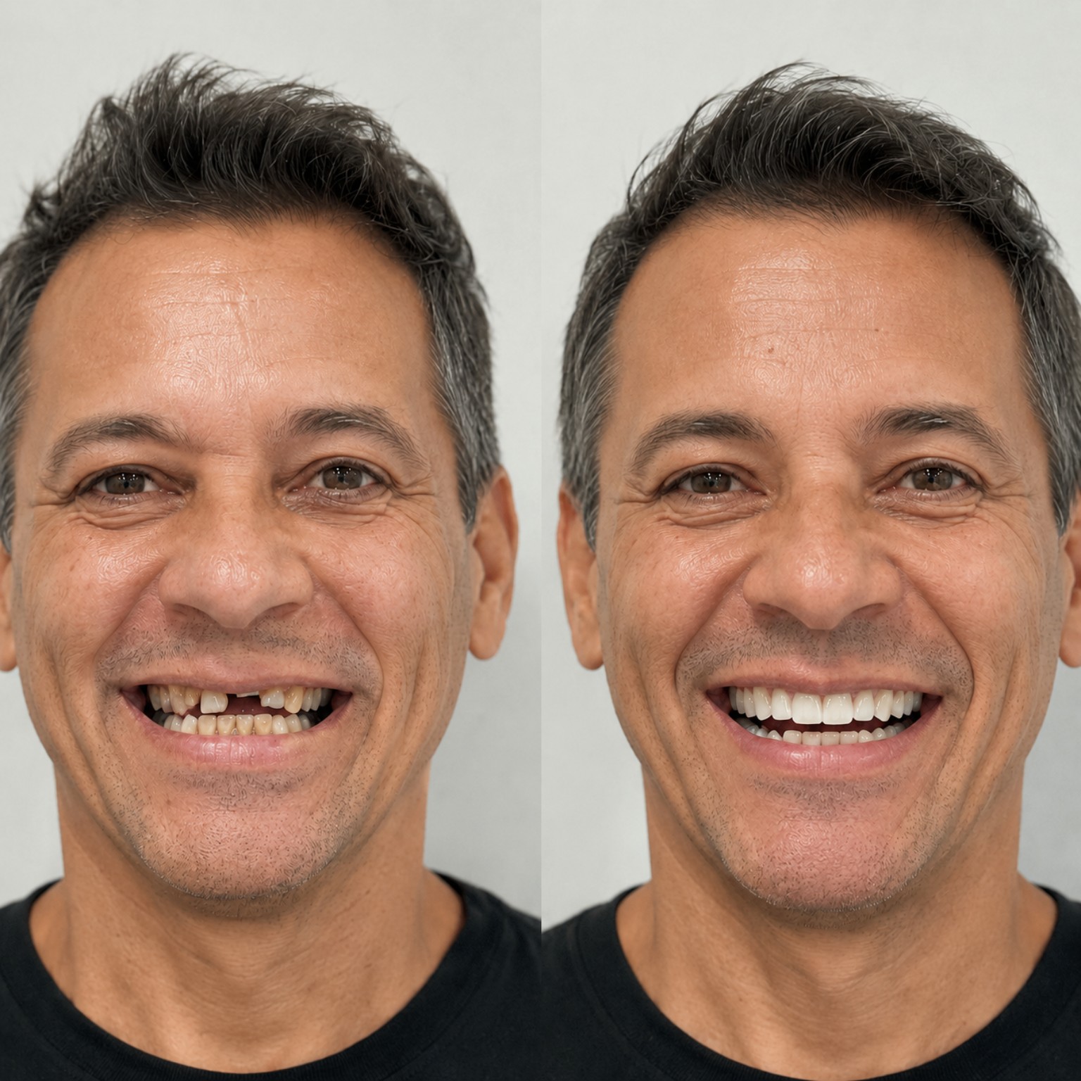 Caso clínico com comparação antes e depois